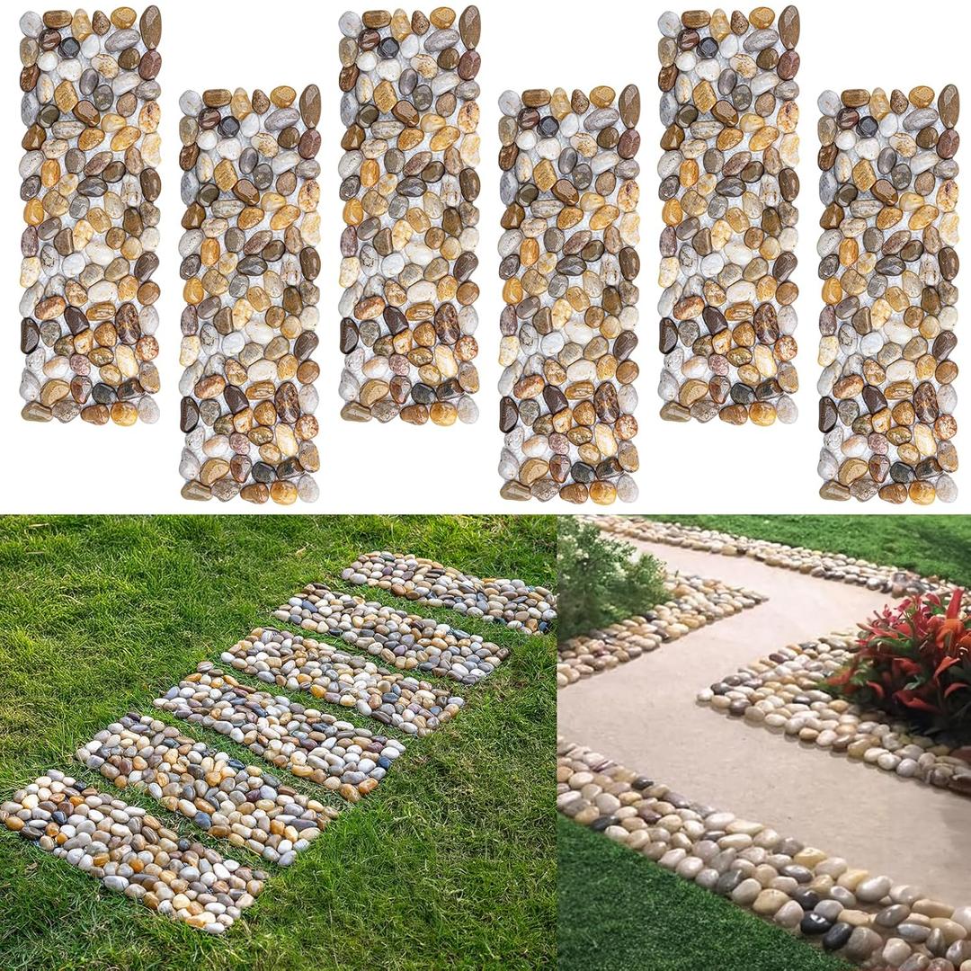  River Rock Stepping Stones, 16" L x 5.5" W Rectangles Outdoor Pavers Pebbles Polished Gravel for Garden Walkway Pathway