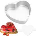 8 Inch Heart Shaped Cake Pan with 50 Pieces Parchment Paper,Non-stick Aluminum Heart Cake Pan Baking Tin for Birthday Wedding