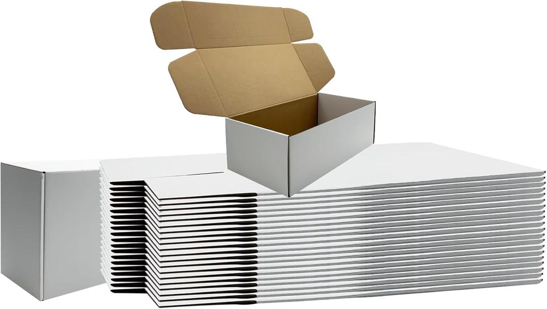 12x6x4 inches Shipping Boxes Set of 20, White Cardboard Box Kraft Corrugated Mailer BoxBoxes for Shipping E-commerce Packaging, Holidays Gift and Small Business Giving Literature Mailing