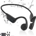 Bone Conduction Headphones, Swimming Headphones Underwater Open Ear Built-in 32GB Memory IPX8 Waterproof for Swimming, Running, Cycling, Black-A