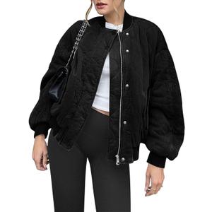 Yousify Winter Jackets for Women Fashion 2024 Casual Puffer Coat Zip Up Lightweight Short Jacket S-2XL (Medium, 03 Black)