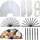 20pcs Sublimation Hand Fan Blanks Bulk, Fan Shaped Sublimation Fabric and Plastic Handle for DIY and Craft Folding Fan, Sublimation Beginners Gift for Line Dancing Weding Cooling and Graduate