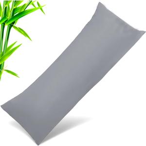 Body Cooling Pillow Cases Cover, Bamboo Rayon Pillowcases with Zipper Closure, Cool & Breathable Pillow Case for Hot Sleepers and Night Sweats, 20x54 inches, Sliver Grey