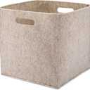 Parker Baby Felt Foldable Storage Cube Bin - 11 Inch Nursery Cubby Storage Bin Cubes for Cube Organizer, Closet Organizers and Storage Toy Bin, Rope Baskets Bins for Toy’s Storage - Oatmeal