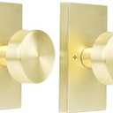 2 Pack Gold Dummy Door Knob Interior,Satin Brass Bifold and Closet Door Knobs Inactive Dummy Door Handles