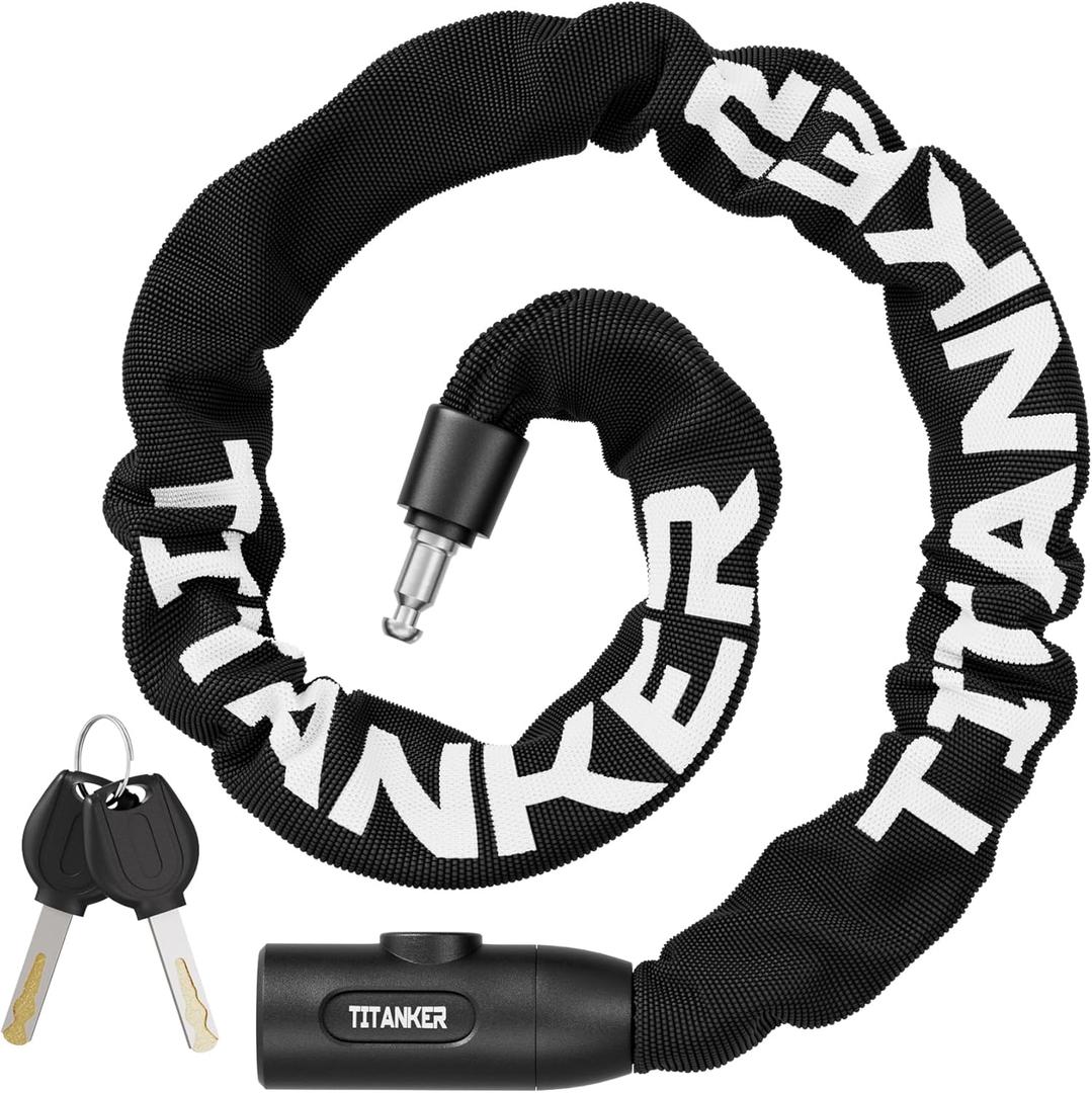Titanker Heavy Duty Bicycle Lock Chain with Keys - 3 Feet Anti-Theft Lock for Bikes, Motorcycles, Doors, Gates, Fences, Grills (6mm Thick)
