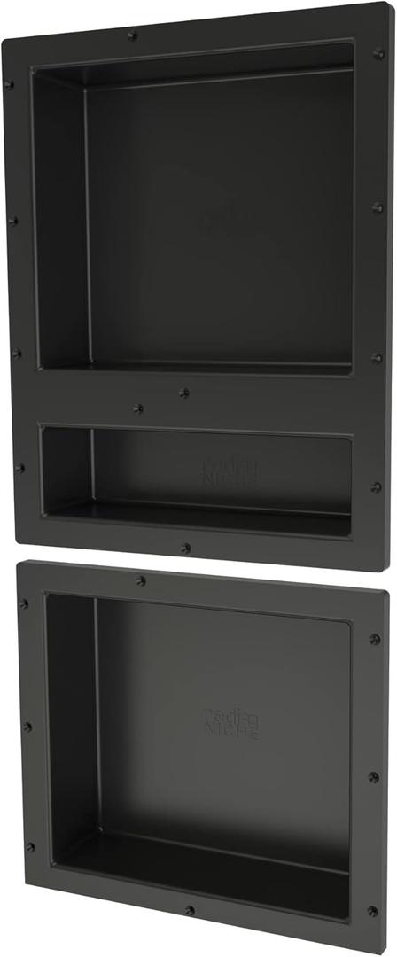 Tile Redi USA RNT1620D-14 Niche Triple Recessed Shower Shelf, Three Shelves, 34" H X 16" W, Black