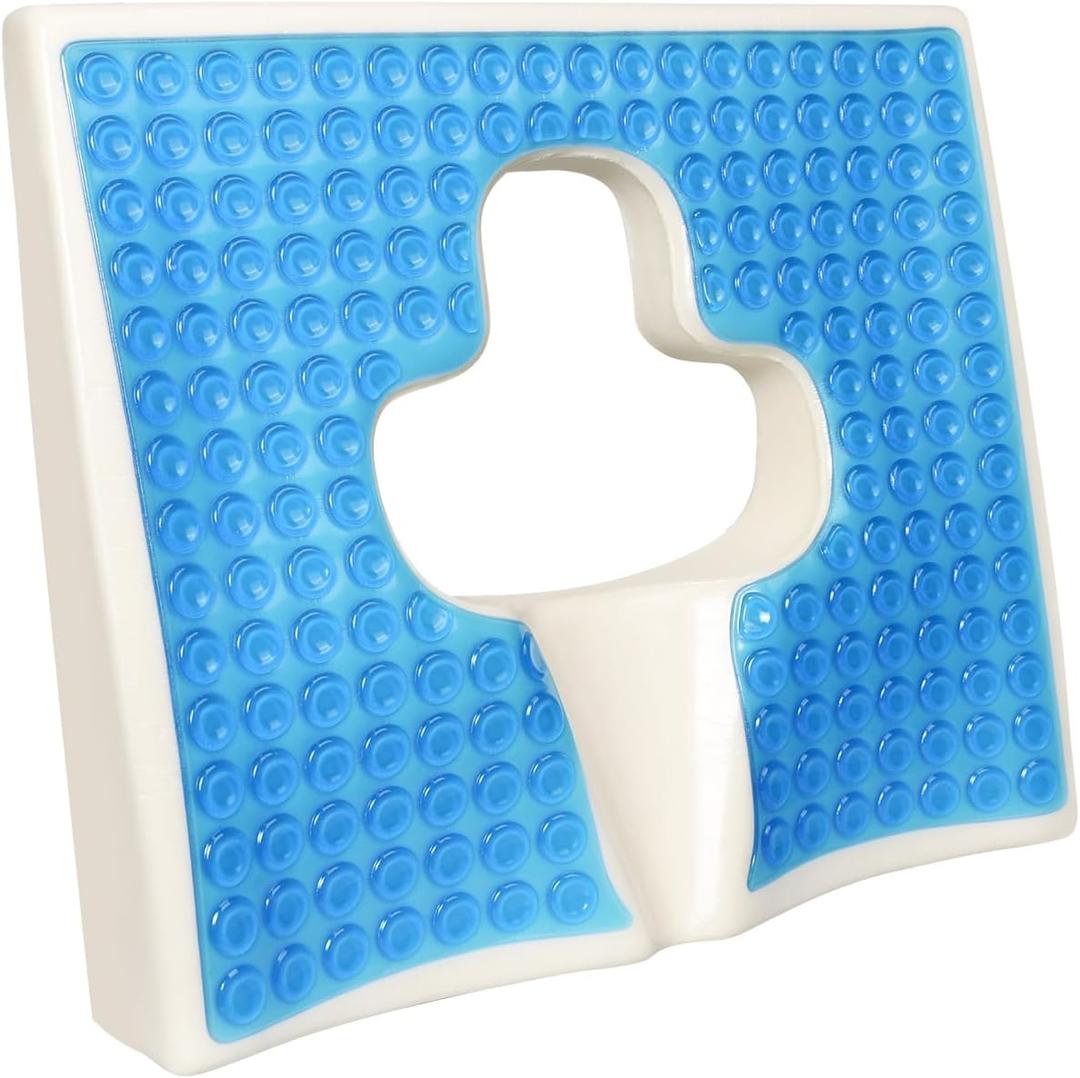 Memory Foam Seat Cushion,Anti-Slip Gel & Memory Foam Office Chair Cushions,Tailbone Pain Relief Seat Cushion for Office Workers,Drivers,Bed Cushion for Long-Term Bed, Blue, JM00012-01