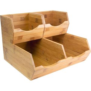 HOMESTEAD Bamboo Pantry Storage Bins Potato & Onion Storage Bin for Pantry Organizers, Produce Organizer Set of 3 Slide out Bin Access