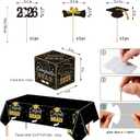 2 x 2026 Black Gold Graduation Party Decor Set - 1 Congrats Grad Plastic Tablecloth, 1 Card Box for Graduation Party Supplies