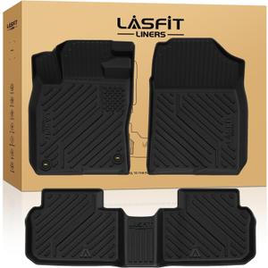 LASFIT Floor Mats for Honda Civic Hybrid Sedan 2025 2026 & Hybrid Hatchback 2025 2026, All Weather TPE Custom Fit Car Floor Liner, 1st & 2nd Row, Black