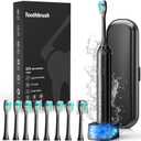 Electric Toothbrush, Sonic Type for Adults & Teens, 8 Brush Heads, Travel Case, 6 Modes, 40000 VPM Electric Motor, IPX7 Waterproof, 2 Minutes Timer, Wireless Charging, One Charge for 100 Days (Black)