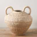 Ceramic Flower Vase, Large Farmhouse Vases Home Decor, Handmade Rustic Vase with Handles, Decorative Flower Vase for Home Entryway Living Room Dining Table Farmhouse Office Decor(8.6inch)