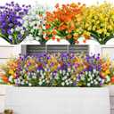 35 Bundles Artificial Flowers for Outdoor UV Resistant Faux Flowers No Fade Fake Plastic Plants Garden Porch Window Box Decorating(Mix Color)