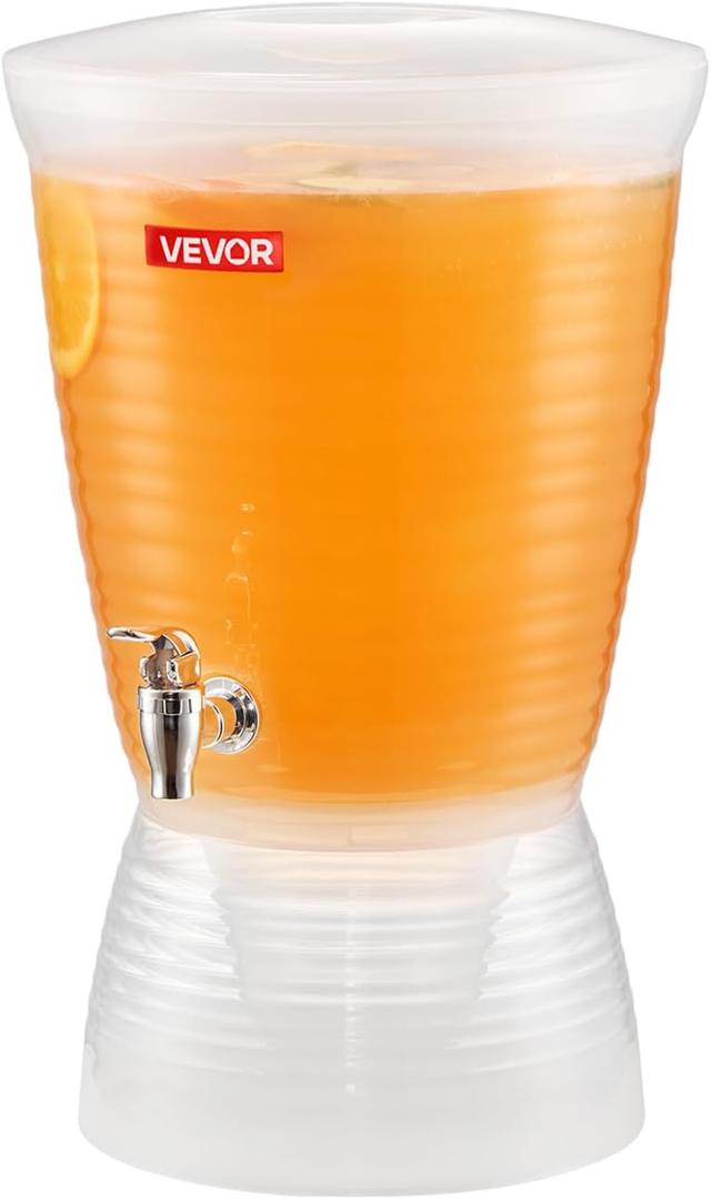 VEVOR Beverage Dispenser, 2.64 Gallon Drink Dispenser for Parties, Plastic Juice Dispensers with Spigot Ice Chamber, Iced Tea Lemonade Juice Water Dispensers, for Restaurants, Hotels, Parties