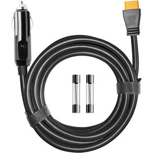 3M(10FT) 12V/24V Car Charging Cable to XT60 Connector, 14 AWG Cigarette Lighter Charger, Compatible with Anker SOLIX C300/C1000/F2000, EcoFlow Delta 2, BLUETTI AC2A Power Station, Black