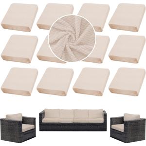 Outdoor Cushion Covers Set,12PCS Patio Furniture Couch Seat Slipcovers, Replacement for Sofa Sectional Chair(CoverOnly) (Cream)