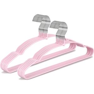 TOPIA HANGER Non Slip Hanger 20 Pack, Metal Clothes Hangers Space Saving, Heavy Duty Rubber Coated Wire Hanger for Coat, Shirt, Dress, Pants-Pink, CT12P (Adult)