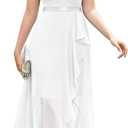 Bbonlinedress Women's V-Neck Dress for Women Wedding Guest Hi-Lo Floral Lace Prom Cocktail Party Formal Bridesmaid Dress (Medium)