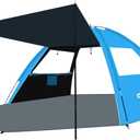 Gorich Beach Tent with Canopy - Easy Setup 3-4/5-6/7-8 Person Portable Sun Shelter, UPF 50+ UV Protection Sun Shade, Lightweight & Compact Beach Cabana for Family Travel (Dark Shelter-Skyblue)