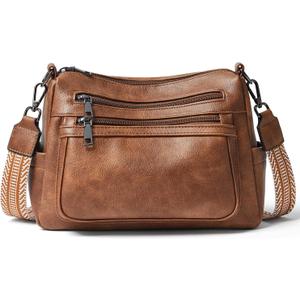 Bluome 7L Crossbody Purses for Women, Medium Crossbody Bags Vegan Leather Shoulder Handbags with Adjustable Strap (08-brown)