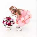 3M-6T Toddler Girl Bowknot Backless Tutu Gown Ruffle Lace Tulle Dress Baby Party Dresses with Headwear (Pink, Small)