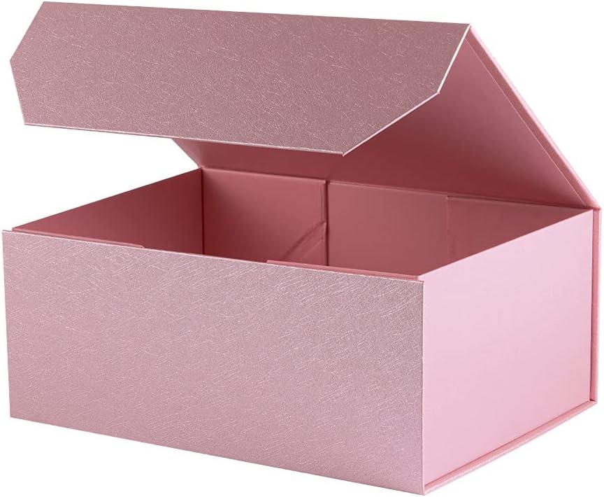 2 x Upgrade 1PCS Pink Gift Box 9.5x7x4 Inches, Sturdy Gift Box with Lid for Gift Packaging, Foldable Magnetic Closure Storage Boxes, Bridesmaid proposal box, Rectangle Collapsible Box