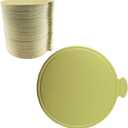 TAODAN 100PCS 3.1 Inch Gold Mini Round Cardboard Disposable Cardboard Cake Base Food Mat for Dessert Presentation