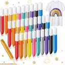 Fullhawl 30 Pcs Fabric Paint Set 0.34 oz 10 Colors 3D Glitter Puffy Paint for Fabric Crafts Permanent Nontoxic & Waterproof for Textile Clothes Canvas Glass Jeans Wood Crafts and DIY Decoration