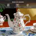 Agyiuns tea pot ceramic, Porcelain teapot with lid, 37oz for Tea, Milk, Coffee, Flower tea (White with small flowers)
