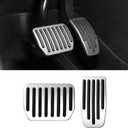 2PCS Aluminum Car Accelerator Pedal Covers, Vehicle Foot Pedal Pads Set, Non Slip Performance Automotive Brake Foot Rest Pedal Extenders Replacement Compatible with Model 3 Model Y (Silver)
