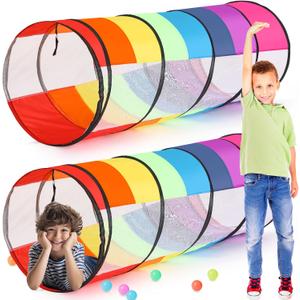 Seenelling 27.6 Inch Extra Large Play Tunnel for Kids Pop Up Crawl Tunnels Colorful Crawls Tube for Toddler Collapsible Tunnel Toy Gift with Breathable Mesh for Children Pet Indoor Outdoor (2 Pcs), 27.6 x 27.6 x 70.9 inches