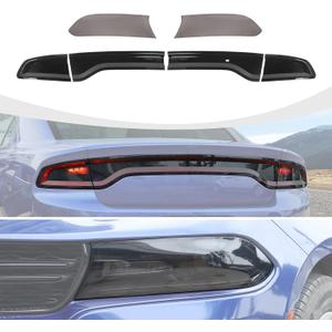RAZPOY for Charger Smoked Tail Light Covers & Headlight Cover Trim Tint Compatible with 2015-2024 Dodge Charger Exterior Accessories, Smoke Black