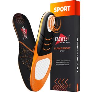 Running Athletic Shoe Insoles Men Women - Sport Insole - Shock Absorption Inserts - Walking Hiking Hockey Tennis Basketball - Orthotic Comfort Cushions Inserts Sneakers, Black, XS (Men 4.5-6.5/Women 5.5-7.5)