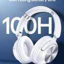TAGRY Hybrid Active Noise Cancelling Headphones 100H Playtime Wireless Over Ear Bluetooth Headphone with Fast Charging Hi-Res Audio Comfort Earcups Headsets for Travel Home Office Phone PC White