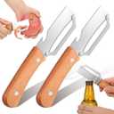 2PCS Multifunctional Vegetable Peeler, Stainless Steel Peeler with Wooden Handle and Built-In Bottle Opener, Kitchen Gadget for Fruit Vegetable Prep Ergonomic