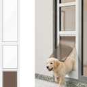 Dog Door for Sliding Glass Door, Adjustable Height 75 3/5" to 80", Aluminum Frame Sliding Door Dog Door Insert, Suitable for Medium Dogs Up to 30 lbs(Medium,White)