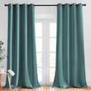 NICETOWN Blackout Curtains for Kids Room - Triple Weave Microfiber Home Thermal Insulated Solid Ring Top Blackout Panels/Drapes for Bedroom(Sea Teal, Set of 2, 52 x 95 Inch)