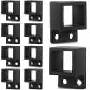 Zonon 10 Pcs 1" x 1 1/8" Black Aluminum Fence Brackets Standard Wall Mount for Rails Residential Black Flat Fence Brackets for Fencing Railing Mounting