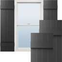 Ekena Millwork Lifetime Vinyl LJ4S14X04700BL Standard Four Board Joined, Board-n-Batten Vinyl Shutters, w/Installation Shutter-Lok's & Matching Screws (Per Pair), 14"W x 47"H, Black
