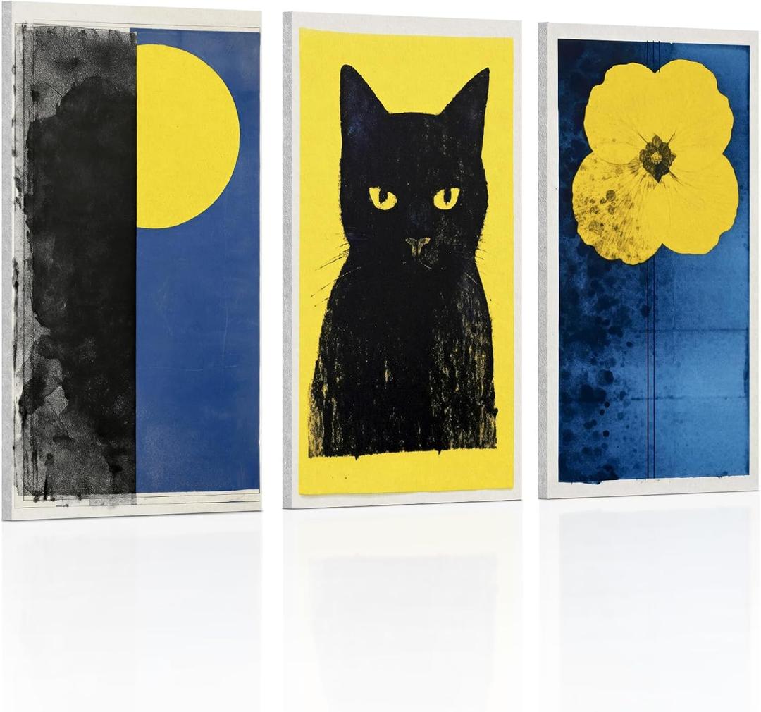 UMIACOUSTICS 3 Pcs 0.7Inch Thick Art Acoustic Panels, Decorative Acoustical Wall Panels, Sound Absorbing Art Panels for Home, Office, Hotel, Moonward-Felis