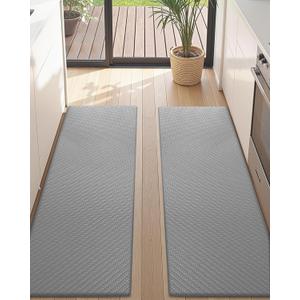 Color&Geometry Kitchen Mat [2 PCS] Cushioned Anti Fatigue Kitchen Mats for Floor,Non-Slip Waterproof Runner Rug,Foam Padded Standing Mat for Sink,Office,17"x59"+17"x59",Grey