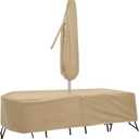 Protective Covers Weatherproof Patio Table and Chair Set Cover, 80 Inch x 96, Inch Oval/RectangleTable, Tan - 1151-TN