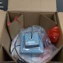 JONATHAN Y 22" Blue/White Modern Ceramic Ginger Jar Table Lamp for Nightstand, Square Lattice Transitional Chinoiserie Lamp for Living Room, White Linen Shade, LED Bulb JYL3044A