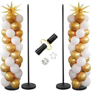 Balloon Stand - Set of 2, 56 Inch Height Adjustable Splicing Metal Pole Balloon Column Arch Stand Kits with Base for Floor,Centerpieces Balloon Tower Pillar for Birthday Party,Baby Shower,Christmas