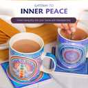 2 x Ceramic Coasters with Mandala Designs with Cork Backing for Hot & Cold Beverages Protects Surfaces from Water Rings & Heat Marks Mind Body & Soul by Mandala Arts Sri Yantra