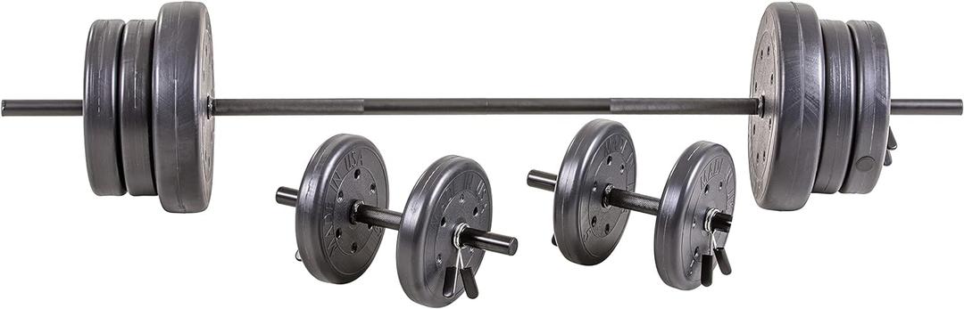 US Weight 105 Pound Barbell Weight Set for Home Gym| Adjustable Weight Set with Two Dumbbell Bars and Full 6 Ft Bar, Black