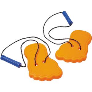 Fun Express 8 3/4" Bright Orange Giant Plastic Feet Stilts with Cording - 8 Pieces, 4 pairs