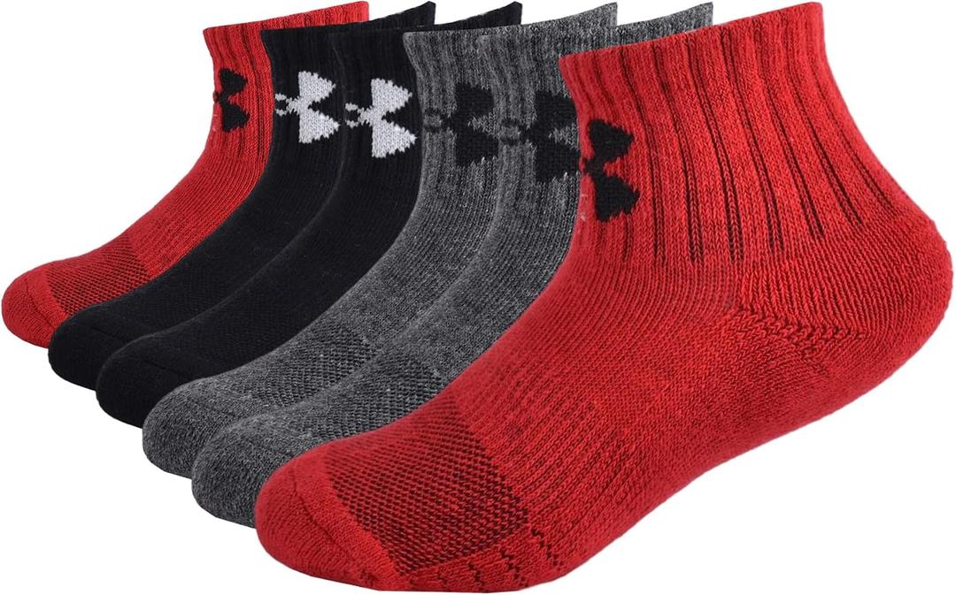 Under Armour Boys Multi Pack Quarter Sock, Red, 4-6 Years US
