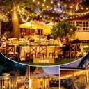 Brightown LED Outdoor String Light, 109 Feet Patio Lights with 52 Edison Shatterproof Bulbs(2 Spare), UL Listed Waterproof Outside Lights for Backyard Balcony Party Xmas Decor, E12 Base, Connectable (Black)